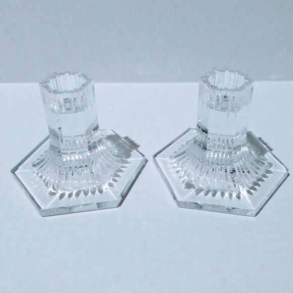Vintage Tiffany & Co Louis Comfort Collection Pair Candle Holders-1992-Crystal - Picture 1 of 11